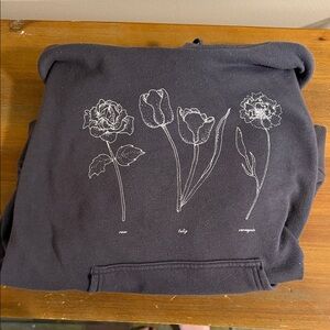 aerie Black Floral Graphic Hoodie